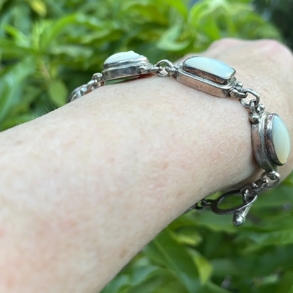 Vintage sterling silver/mother of purl bracelet - Picture 9 of 9